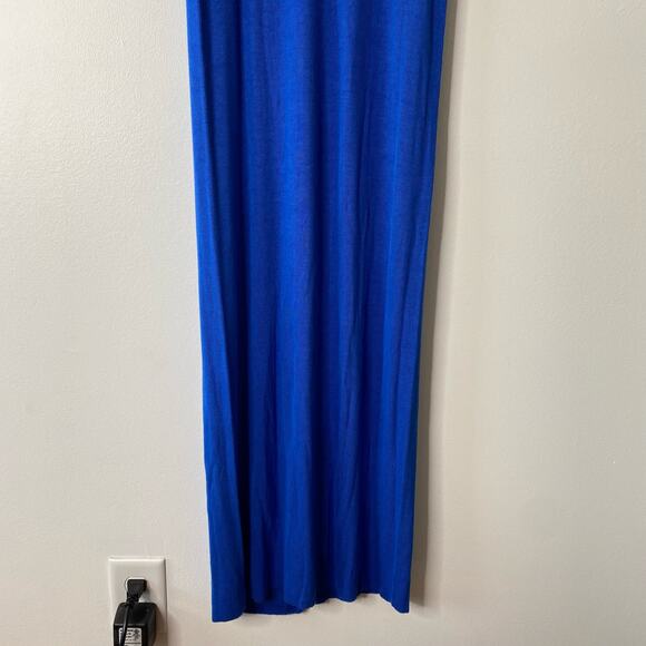 ENZA COSTA Blue Ribbed Knit Tank Midi Dress Soft Stretch Silk Blend Size Large - Picture 4 of 12